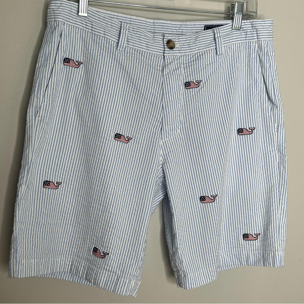 Vineyard Vines Men’s Seersucker Patriotic American Flag Breaker Short Size 32 - Picture 2 of 14